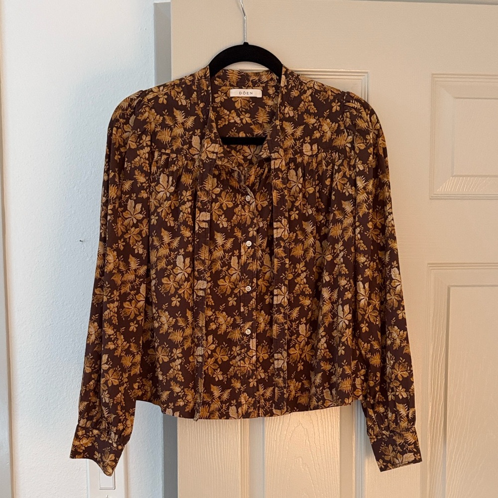 Doen Norma Brown Blouse in Fern Grove